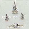 Sterling Silver Cubic Zircon Jewelry Sets, 925 Sterling Silver, pendant & finger ring, plated, with cubic zirconia 7mm Approx 3mm, US Ring .5 
