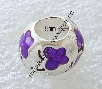 Enamel Zinc Alloy European Beads, Drum, plated, large hole, more colors for choice, 9x7mm, Hole:Approx 5mm, Sold By PC