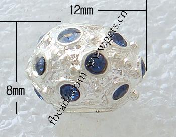 Émail Zinc Alloy European Beads, alliage de zinc, rondelle, Placage, émail & avec strass & grand trou, plus de couleurs à choisir, 12x8mm, Trou:Environ 5mm, Vendu par PC