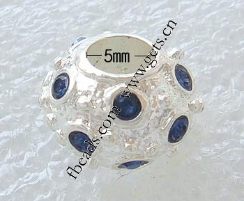 Enamel Zinc Alloy European Beads, Rondelle, plated, with rhinestone & large hole, more colors for choice, 12x8mm, Hole:Approx 5mm, Sold By PC