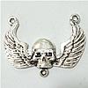 Zinc Alloy Charm Connector, Skull, plated, 2/1 loop Approx 1.4mm 