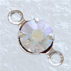 Rhinestone Brass Connector, Flat Round, platinum color plated, with rhinestone & 1/1 loop Approx 1mm 