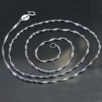 Серебряное ожерелье цепи, Серебро 925 пробы, покрытый платиной, Сингапур цепь, 1.2mm, длина:Приблизительно 18 дюймовый, продается Strand