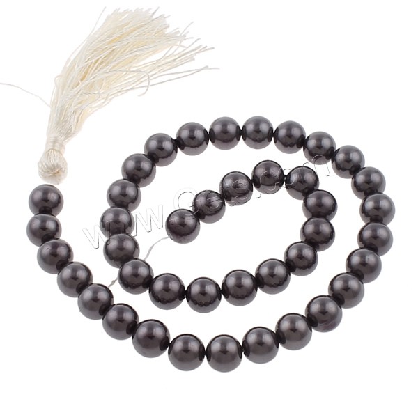 Glass Pearl Beads, with Nylon Cord, Round, different size for choice, coffee color, Grade AAA, Hole:Approx 1mm, Length:Approx 15.7 Inch, Sold By Strand