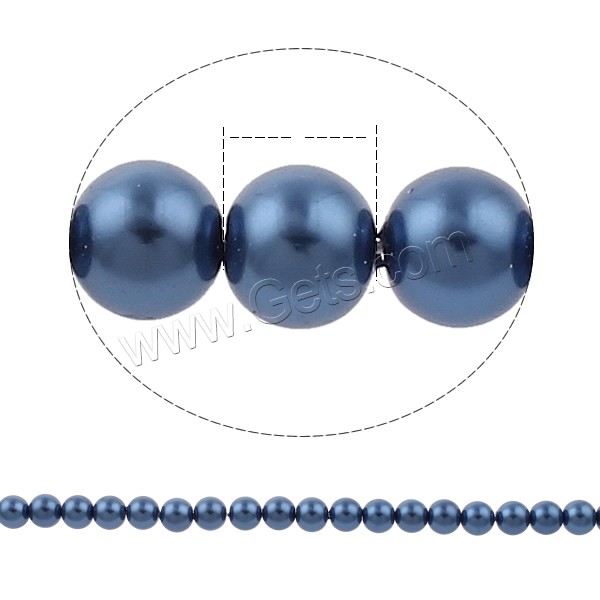 Glass Pearl Beads, Round, different size for choice, blue, Grade AAA, Hole:Approx 1mm, Length:Approx 15.7 Inch, Sold By Strand