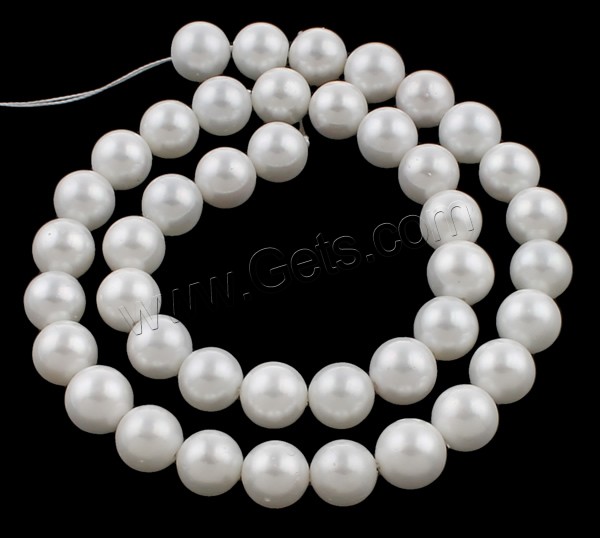 Perles de nacre en verre, perle de verre, Rond, normes différentes pour le choix, blanc, grade AAA, Trou:Environ 1mm, Longueur:Environ 15.7 pouce, Vendu par brin