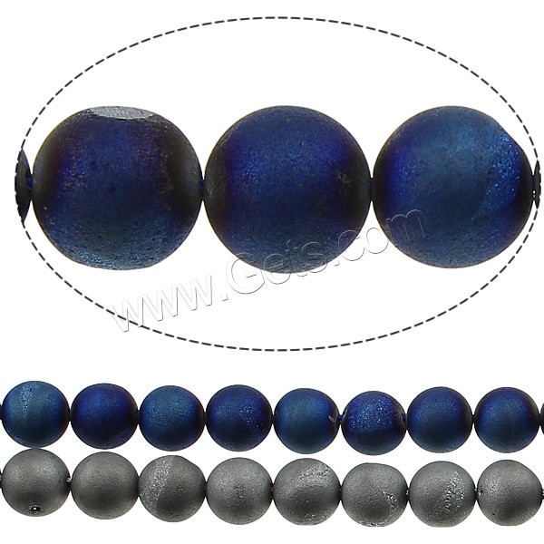 Natural Ice Quartz Agate Beads, Round, plated, different size for choice, more colors for choice, Hole:Approx 1.2mm, Length:Approx 15 Inch, Sold By Strand