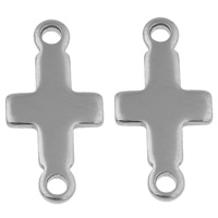 Stainless Steel Charm Connector, Cross, 1/1 loop, original color Approx 2mm 