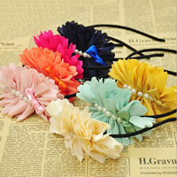 Children Hair Band, Satin Ribbon, with Chiffon & Plastic Pearl & Iron, plated, for children, mixed colors 