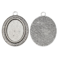 Zinc Alloy Pendant Cabochon Setting, Flat Oval, plated nickel, lead & cadmium free Approx 3mm, Inner Approx Approx 