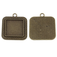 Zinc Alloy Pendant Cabochon Setting, Square, plated nickel, lead & cadmium free Approx 3mm, Inner Approx Approx 