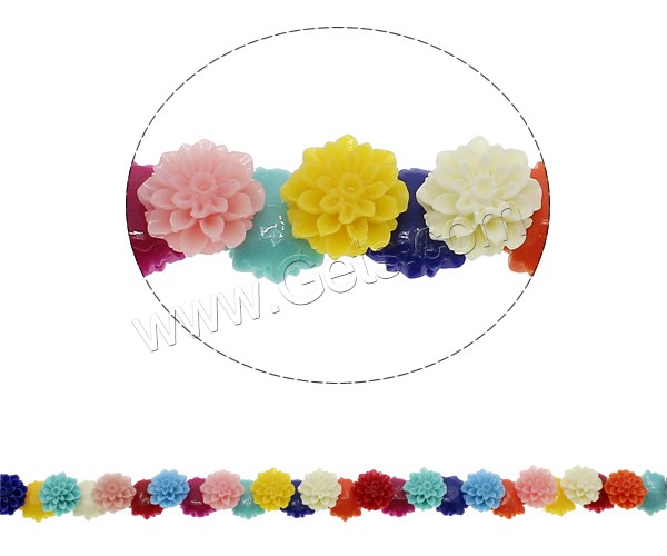 Synthetische Korallenkugeln Perlen, Blume, verschiedene Größen vorhanden & geschichtet, gemischte Farben, Bohrung:ca. 1mm, Länge:ca. 13.3 ZollInch, verkauft von Strang