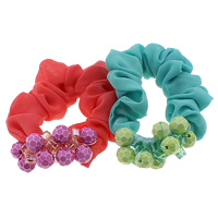 Hair Scrunchies, Chiffon, with Crystal & Acrylic, faceted 20mm, 18mm Inch 
