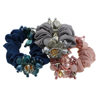 Hair Scrunchies, Chiffon, with Crystal & Glass Pearl & Acrylic, faceted 44mm, 33mm Inch 