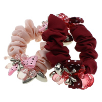 Hair Scrunchies, Chiffon, with Grosgrain Ribbon & Crystal & Zinc Alloy, platinum color plated, with round spot pattern & faceted 38mm, 26mm Inch 