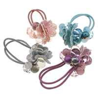Ponytail Holder, Nylon, with Cotton & Crystal & Acrylic, plated, faceted 36mm, 2.5mm Inch 