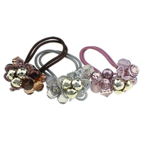Ponytail Holder, Nylon, with Cotton & Crystal & Glass Pearl & Zinc Alloy & Acrylic, gold color plated, faceted 29mm, 2mm Inch 