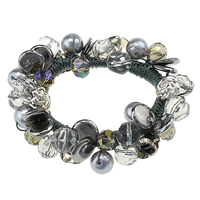 Ponytail Holder, Nylon, with Crystal & Glass Pearl & Zinc Alloy, plated, faceted, 20mm Inch 
