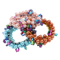 Ponytail Holder, Nylon, with Glass Pearl & Plastic 8mm Inch 
