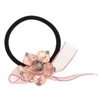 Ponytail Holder, Nylon, with Organza & Crystal & Zinc Alloy, platinum color plated, faceted 3mm Inch 