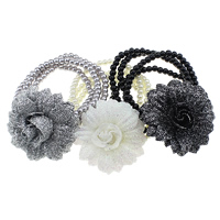 Резинки для волос, Стеклянный, с Полиэстер, Форма цветка, цветной порошок, Много цветов для выбора 4.5mm, длина:5-8 дюймовый, продается PC