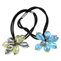 Ponytail Holder, Nylon, with Crystal & Zinc Alloy, Flower, plated, faceted 37mm, 2mm Inch 