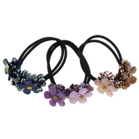Ponytail Holder, Nylon, with Crystal & Zinc Alloy & Acrylic, Flower, gold color plated, faceted 24mm, 2.5mm Inch 