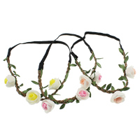 Headband, Polyester, with Cowhide & Nylon Cord, Flower 27-32x22-28x21-24mm, 7mm Inch 