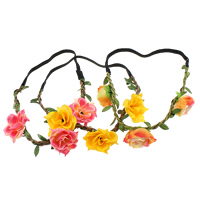 Headband, Polyester, with Cowhide & Nylon Cord, Flower 45-48x32- 7mm Inch 