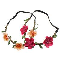 Headband, Polyester, with Cowhide & Nylon Cord, Flower 39- 8-11mm, 7mm Inch 