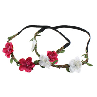 Headband, Polyester, with Cowhide & Nylon Cord, Flower 36-39x37-40x8-10mm, 7mm Inch 