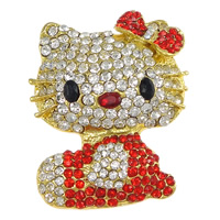 Zinc Alloy Jewelry Cabochons, Cat, plated, flat back & with rhinestone nickel, lead & cadmium free 