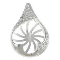 Sterling Silver Peg Bail, 925 Sterling Silver, Teardrop, plated, with cubic zirconia .8mm Approx 