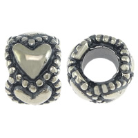 No Troll Thailand Sterling Silver European Beads, Drum, with heart pattern & without troll Approx 5mm 