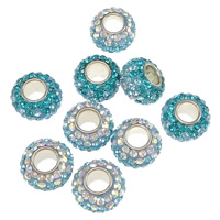 European perles strass, Clay Pave, Placage de couleur argentée, 84 pcs strass & noyau unique en laiton sans filetage & avec les strass tchèques Environ 4.7mm, Vendu par PC