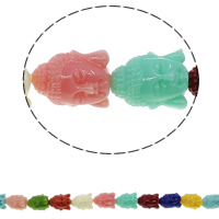 DIY buddhistische Perlen, Synthetische Koralle, Buddha, buddhistischer Schmuck, gemischte Farben, 11x15x11mm, Bohrung:ca. 1mm, Länge:ca. 12.2 ZollInch, ca. 20PCs/Strang, verkauft von Strang