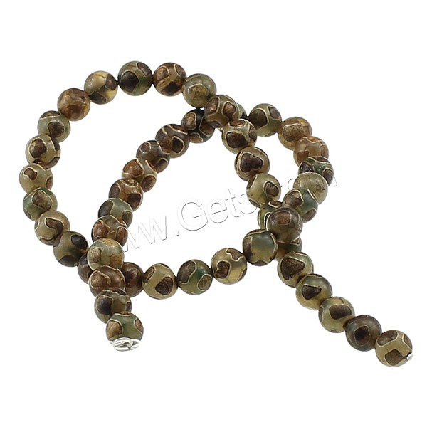 Natural Tibetan Agate Dzi Beads, Round, different size for choice, mixed colors, Hole:Approx 1-2mm, Length:Approx 15.5 Inch, Sold By Strand