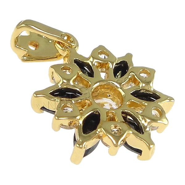 Crystal Brass Pendants, with Crystal, Flower, plated, with cubic zirconia & faceted, more colors for choice, nickel, lead & cadmium free, 15x20x5mm, Hole:Approx 2.5x5mm, Sold By PC