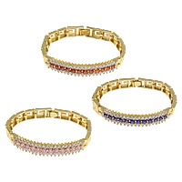Cubic Zirconia Brass Bracelets, real gold plated, with cubic zirconia nickel, lead & cadmium free  Approx 7 Inch 