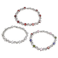 Cubic Zirconia Brass Bracelets, platinum plated, with cubic zirconia nickel, lead & cadmium free  Approx 7.5 Inch 
