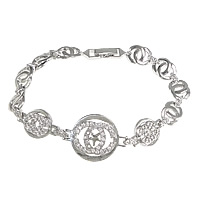 Cubic Zirconia Brass Bracelets, Flat Round, platinum plated, with cubic zirconia, nickel, lead & cadmium free   Approx 8 Inch 