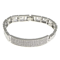 Cubic Zirconia Brass Bracelets, platinum plated, with cubic zirconia, nickel, lead & cadmium free  Approx 7 Inch 