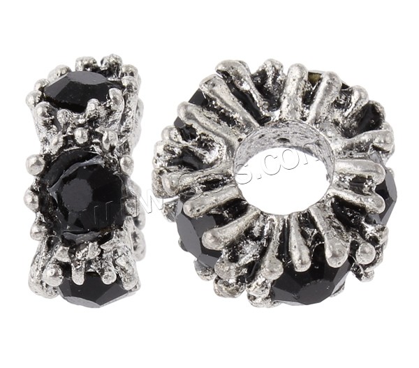 Wave Rondelle Rhinestone Spacer, Zinc Alloy, Donut, plated, with rhinestone, more colors for choice, nickel, lead & cadmium free, 14x12.5x7mm, Hole:Approx 5mm, Sold By PC
