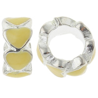 Enamel Zinc Alloy European Beads, Heart, plated, without troll nickel, lead & cadmium free Approx 5mm 