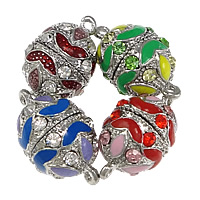 Zinc Alloy Magnetic Clasp, Oval, platinum color plated, enamel & with rhinestone & single-strand nickel, lead & cadmium free Approx 1mm 