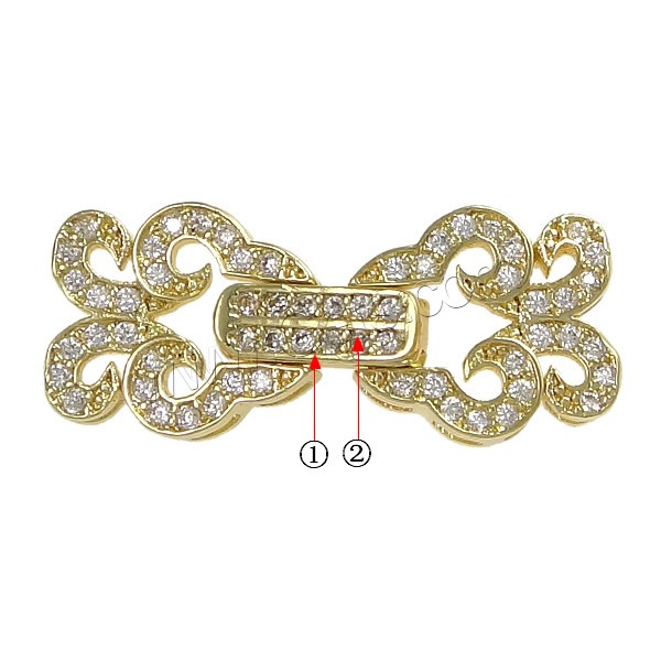 Brass Fold Over Clasp, plated, micro pave cubic zirconia, more colors for choice, 26mm, 17x11x5mm, 12x11x2mm, Sold By PC
