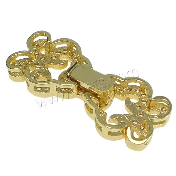 Brass Fold Over Clasp, plated, micro pave cubic zirconia, more colors for choice, 26mm, 17x11x5mm, 12x11x2mm, Sold By PC