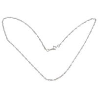 Collar de cadena de plata esterlina, plata de ley 925, Cadena de Singapur, 2mm, longitud:15.5 Inch, Vendido por Sarta