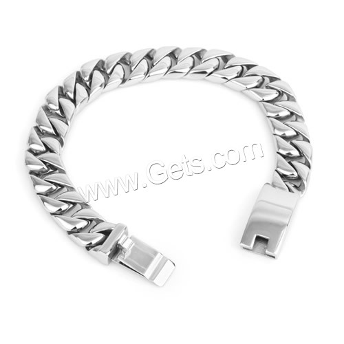 Stainless Steel Bracelet, different length for choice & twist oval chain, original color, 12mm, Sold By Strand