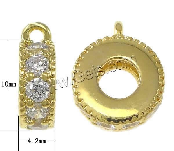 Messing Stiftöse Perlen, Kreisring, plattiert, Micro pave Zirkonia, keine, 4.2x10mm, Bohrung:ca. 3mm, 0.8mm, verkauft von PC